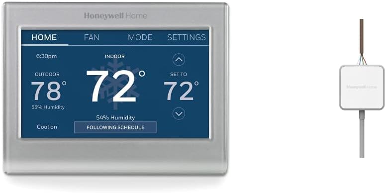 Honeywell Home RTH9585WF Wi-Fi Smart Color Thermostat, 7 Day Programmable, Touch Screen, Energy Star, Alexa Ready, C-Wire Required, Not Compatible with Line Volt Heating Gray Honeywell Home RTH9585WF Wi-Fi Smart Color Thermostat, 7 Day Programmable, Touch Screen, Energy Star, Alexa Ready, C-Wire Required, Not Compatible with Line Volt Heating Gray
