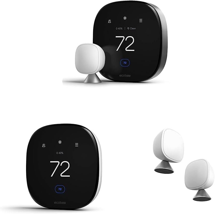 ecobee New Smart Thermostat Premium with Smart Sensor and Air Quality Monitor - Programmable Wifi Thermostat - Works with Siri, Alexa, Google Assistant ecobee New Smart Thermostat Premium with Smart Sensor and Air Quality Monitor - Programmable Wifi Thermostat - Works with Siri, Alexa, Google Assistant