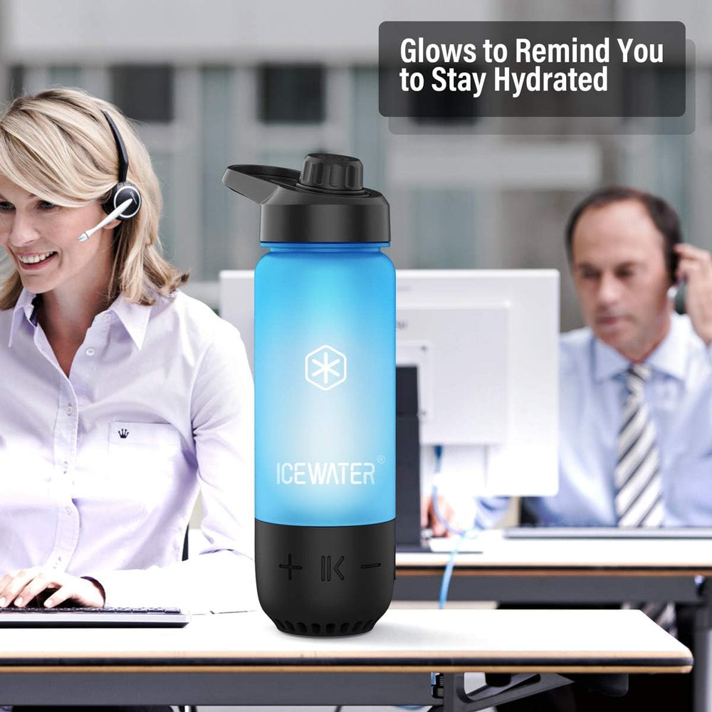 ICEWATER 3-in-1 Smart Water Bottle, Glows to Remind You to Keep Hydrated, Bluetooth Speaker & Dancing Lights, Plastic Water Bottle With Chug Lid, Great Christmas Gift (20 oz, Black) ICEWATER 3-in-1 Smart Water Bottle, Glows to Remind You to Keep Hydrated, Bluetooth Speaker & Dancing Lights, Plastic Water Bottle With Chug Lid, Great Christmas Gift (20 oz, Black)