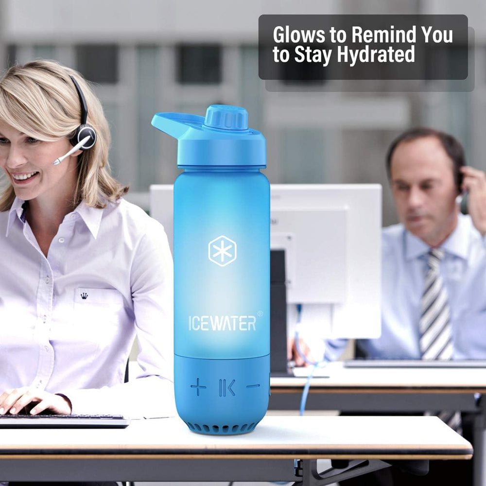 ICEWATER 3-in-1 Smart Water Bottle, Glows to Remind You to Keep Hydrated, Bluetooth Speaker & Dancing Lights, Plastic Water Bottle With Chug Lid, Great Christmas Gift (20 oz, Black) ICEWATER 3-in-1 Smart Water Bottle, Glows to Remind You to Keep Hydrated, Bluetooth Speaker & Dancing Lights, Plastic Water Bottle With Chug Lid, Great Christmas Gift (20 oz, Black)