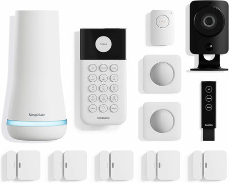 SimpliSafe 12 Piece Wireless Home Security System w/HD Camera - Optional 24/7 Professional Monitoring - No Contract - Compatible with Alexa and Google Assistant