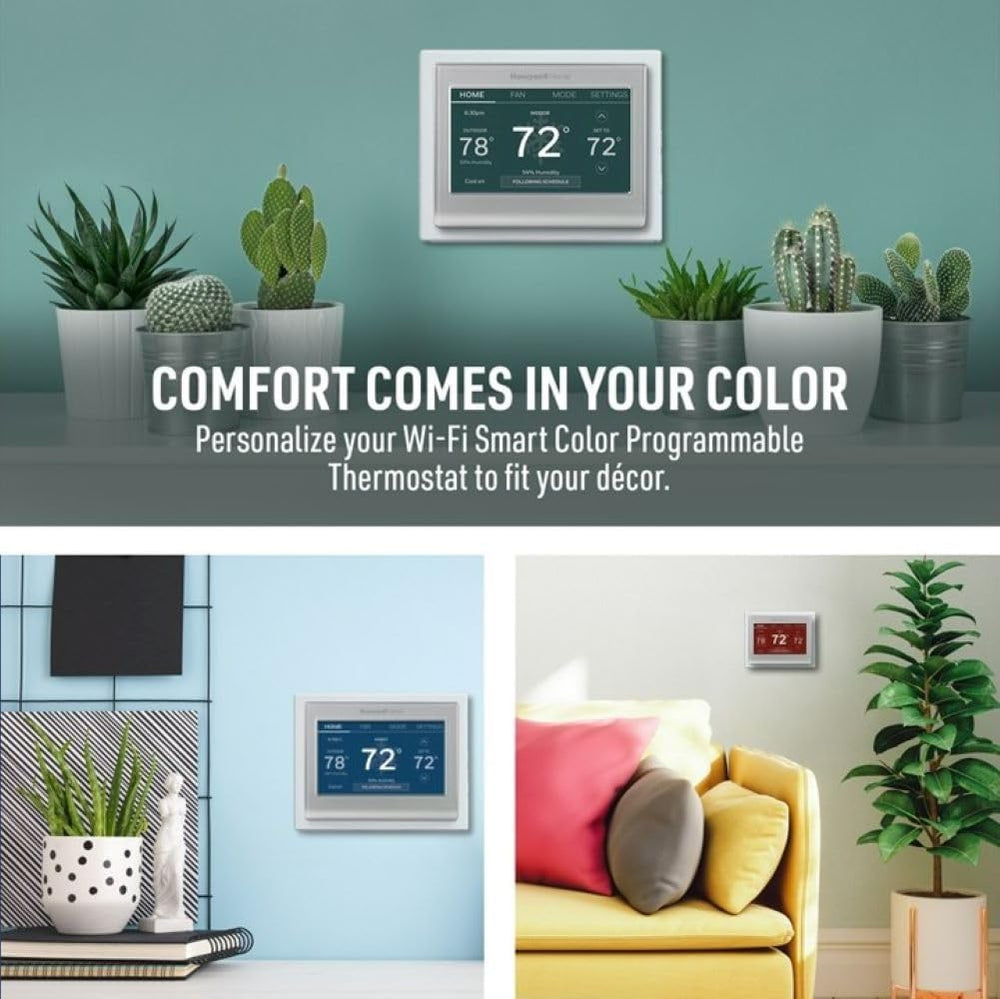 Honeywell Home RTH9585WF Wi-Fi Smart Color Thermostat, 7 Day Programmable, Touch Screen, Energy Star, Alexa Ready, C-Wire Required, Not Compatible with Line Volt Heating Gray Honeywell Home RTH9585WF Wi-Fi Smart Color Thermostat, 7 Day Programmable, Touch Screen, Energy Star, Alexa Ready, C-Wire Required, Not Compatible with Line Volt Heating Gray