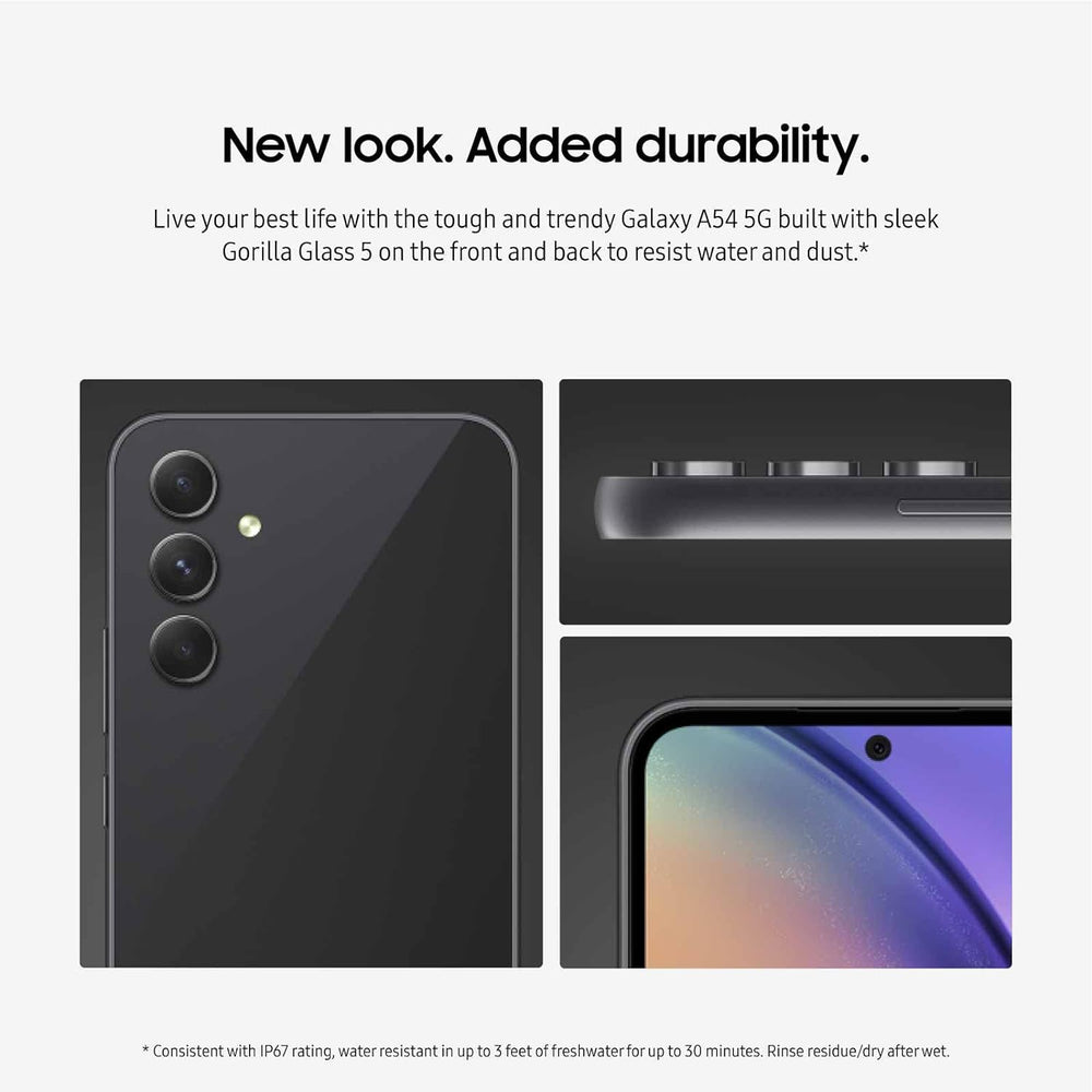 SAMSUNG Galaxy A54 5G A Series Cell Phone, Unlocked Android Smartphone, 128GB, 6.4” Fluid Display Screen, Pro Grade Camera, Long Battery Life, Refined Design, US Version, 2023, Awesome Black SAMSUNG Galaxy A54 5G A Series Cell Phone, Unlocked Android Smartphone, 128GB, 6.4” Fluid Display Screen, Pro Grade Camera, Long Battery Life, Refined Design, US Version, 2023, Awesome Black
