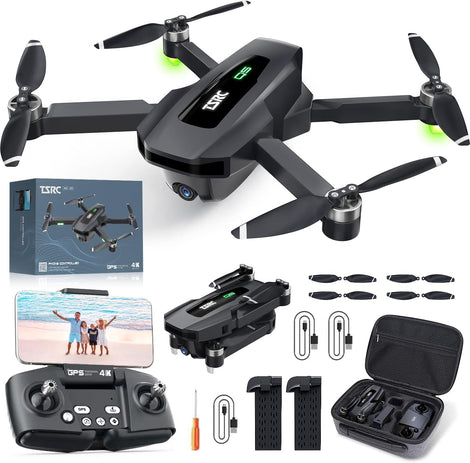 TENSSENX GPS Drone with 4K Camera for Adults, TSRC Q5 RC Quadcopter with Auto Return, Follow Me, Brushless Motor, Circle Fly, Waypoint Fly, Altitude Hold, Headless Mode, 52 Mins Long Flight, Christmas Gifts