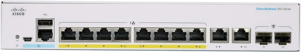 Cisco Business CBS350-8P-E-2G Managed Switch | 8 Port GE | PoE | Ext PS | 2x1G Combo | Limited Lifetime Protection (CBS350-8P-E-2G-NA) Cisco Business CBS350-8P-E-2G Managed Switch | 8 Port GE | PoE | Ext PS | 2x1G Combo | Limited Lifetime Protection (CBS350-8P-E-2G-NA)
