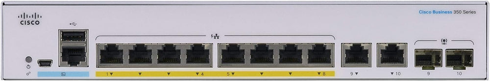 Cisco Business CBS350-8P-E-2G Managed Switch | 8 Port GE | PoE | Ext PS | 2x1G Combo | Limited Lifetime Protection (CBS350-8P-E-2G-NA) Cisco Business CBS350-8P-E-2G Managed Switch | 8 Port GE | PoE | Ext PS | 2x1G Combo | Limited Lifetime Protection (CBS350-8P-E-2G-NA)