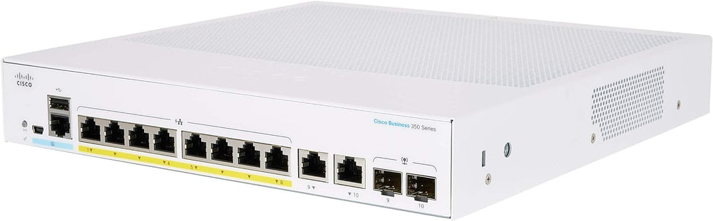 Cisco Business CBS350-8P-E-2G Managed Switch | 8 Port GE | PoE | Ext PS | 2x1G Combo | Limited Lifetime Protection (CBS350-8P-E-2G-NA) Cisco Business CBS350-8P-E-2G Managed Switch | 8 Port GE | PoE | Ext PS | 2x1G Combo | Limited Lifetime Protection (CBS350-8P-E-2G-NA)