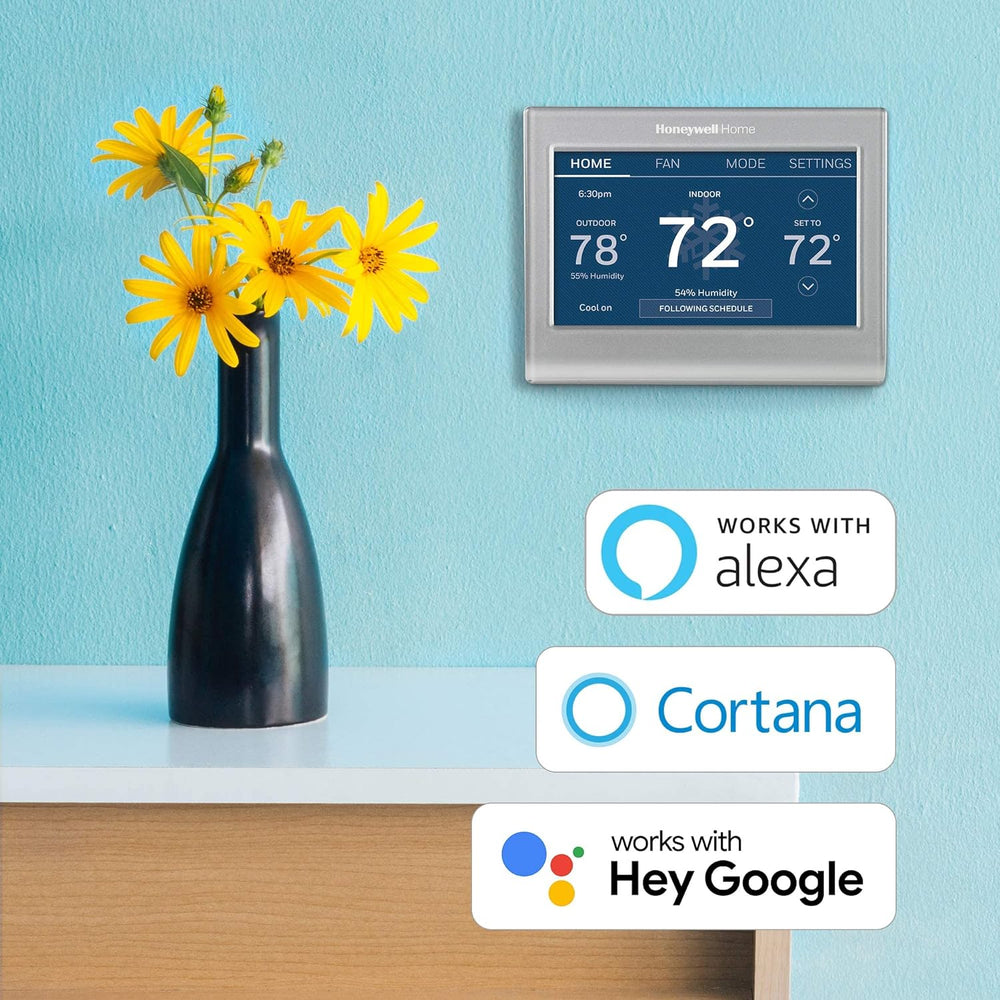 Honeywell Home RTH9585WF Wi-Fi Smart Color Thermostat, 7 Day Programmable, Touch Screen, Energy Star, Alexa Ready, C-Wire Required, Not Compatible with Line Volt Heating Gray Honeywell Home RTH9585WF Wi-Fi Smart Color Thermostat, 7 Day Programmable, Touch Screen, Energy Star, Alexa Ready, C-Wire Required, Not Compatible with Line Volt Heating Gray