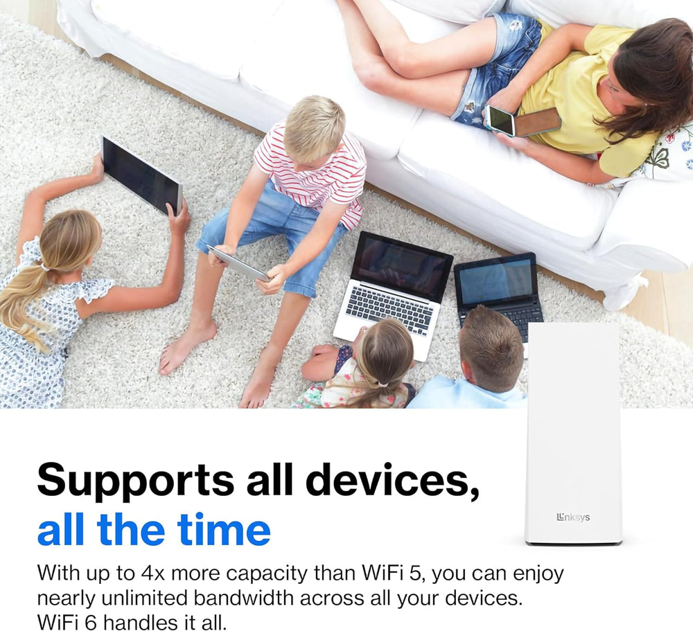 Linksys Atlas WiFi 6 Router Home WiFi Mesh System, Dual-Band, 2,000 Sq. ft Coverage, 25+ Devices, Speeds up to (AX3000) 3.0Gbps - MX2000 1-Pack Linksys Atlas WiFi 6 Router Home WiFi Mesh System, Dual-Band, 2,000 Sq. ft Coverage, 25+ Devices, Speeds up to (AX3000) 3.0Gbps - MX2000 1-Pack