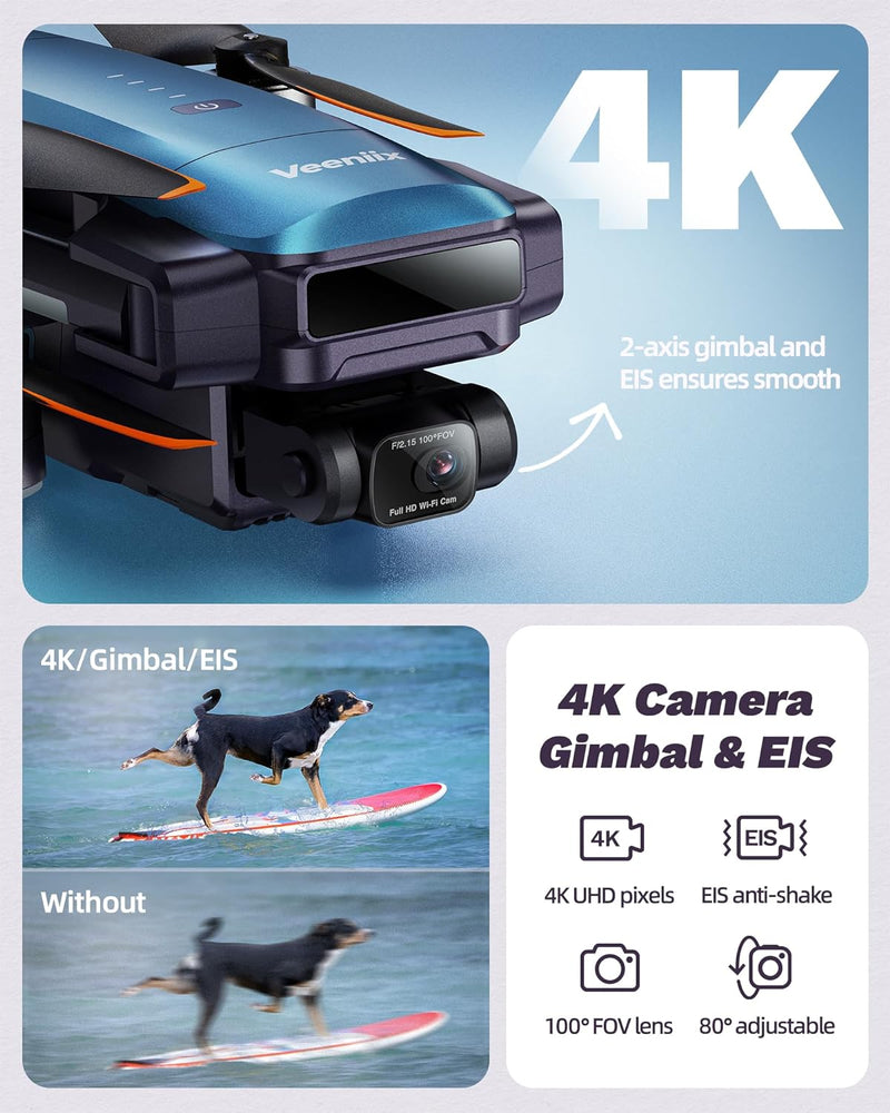 Veeniix V11 Drones with Camera for Adults 4K UHD, 70Min Flight Time, 2-Axis Gimbal & EIS, 9800ft Digital Transmission, GPS Auto Return, FAA Remote ID Compliance, FPV RC Quadcopter with Brushless Motor Veeniix V11 Drones with Camera for Adults 4K UHD, 70Min Flight Time, 2-Axis Gimbal & EIS, 9800ft Digital Transmission, GPS Auto Return, FAA Remote ID Compliance, FPV RC Quadcopter with Brushless Motor