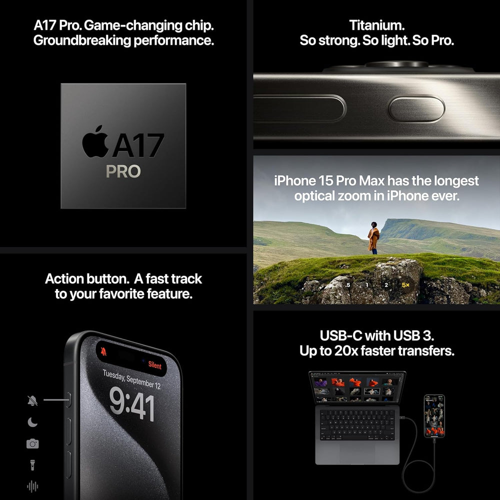 Apple iPhone 15 Pro Max / 256GB / Black Titanium - MU663LL/A (SIM Free) Apple iPhone 15 Pro Max / 256GB / Black Titanium - MU663LL/A (SIM Free)