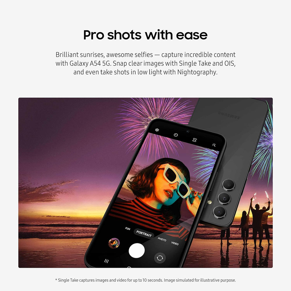 SAMSUNG Galaxy A54 5G A Series Cell Phone, Unlocked Android Smartphone, 128GB, 6.4” Fluid Display Screen, Pro Grade Camera, Long Battery Life, Refined Design, US Version, 2023, Awesome Black SAMSUNG Galaxy A54 5G A Series Cell Phone, Unlocked Android Smartphone, 128GB, 6.4” Fluid Display Screen, Pro Grade Camera, Long Battery Life, Refined Design, US Version, 2023, Awesome Black