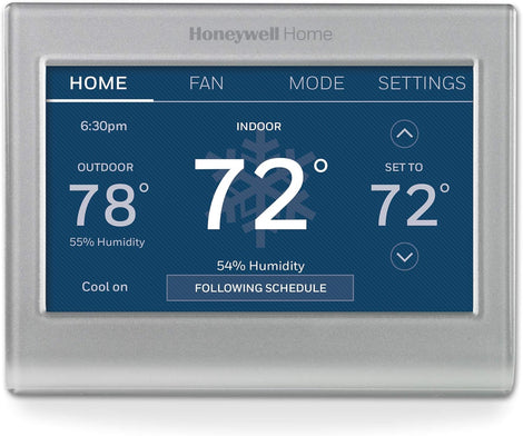 Honeywell Home RTH9585WF Wi-Fi Smart Color Thermostat, 7 Day Programmable, Touch Screen, Energy Star, Alexa Ready, C-Wire Required, Not Compatible with Line Volt Heating Gray