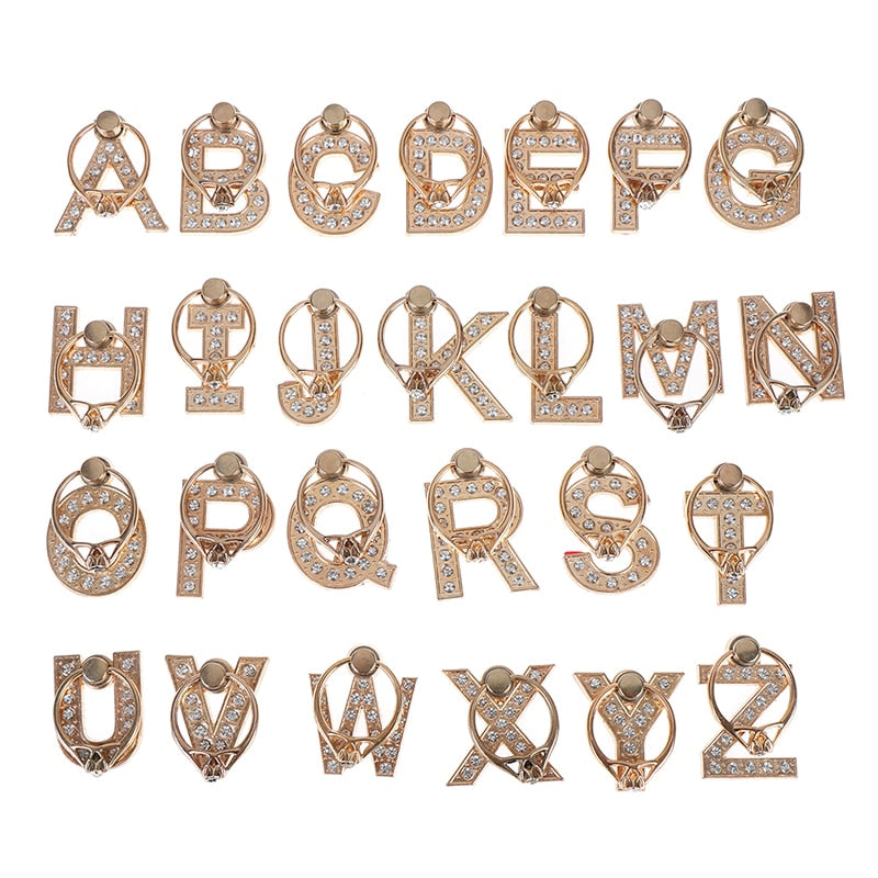 1pc 360 Degree Diamond Metal Letter A-Z Finger Ring Smartphone Stand Holder Mobile Phone Holder For  iPhone 6s 7 8 1pc 360 Degree Diamond Metal Letter A-Z Finger Ring Smartphone Stand Holder Mobile Phone Holder For  iPhone 6s 7 8