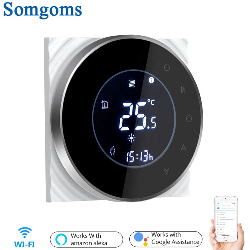 Smart WiFi Touch Thermostat Temperature Wireless Controller For Water/Electric Floor Heating Water/Gas Boiler Works Google Home Smart WiFi Touch Thermostat Temperature Wireless Controller For Water/Electric Floor Heating Water/Gas Boiler Works Google Home
