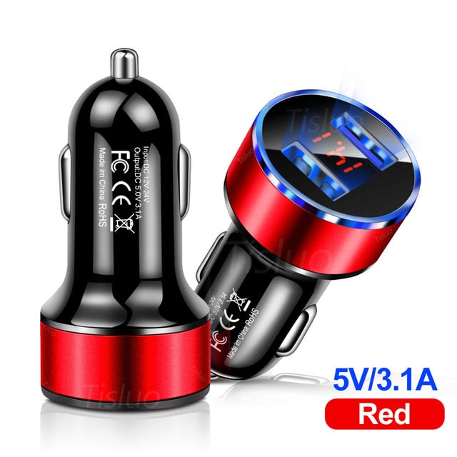 3.1A Dual USB Car Charger With LED Display Universal Mobile Phone Car-Charger for Xiaomi Samsung S8 iPhone 6s 7 8 Plus 11 Tablet 3.1A Dual USB Car Charger With LED Display Universal Mobile Phone Car-Charger for Xiaomi Samsung S8 iPhone 6s 7 8 Plus 11 Tablet