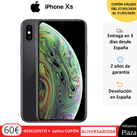 Apple iPhone Xs, Color Grey (Greys), EU Version. Band 4G/LTE/Wi-Fi, 6 internal 4GB de Memoria, 4GB Ram, Screen