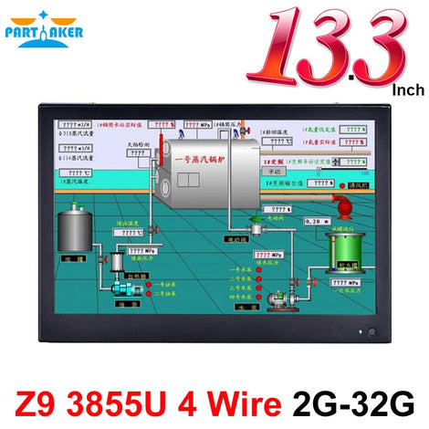 13.3 inch Intel 3855U industrial pc black tablet pc duad core cpu touch screen all in one pc