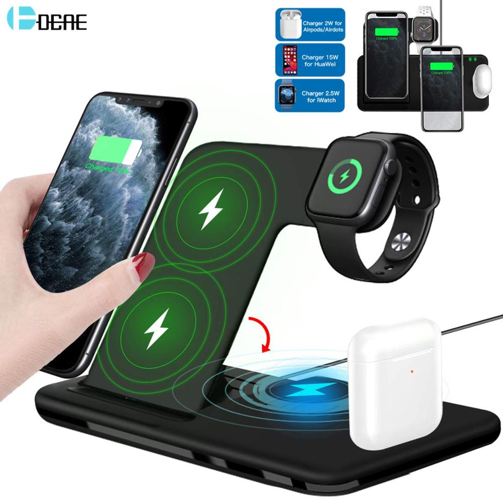 15W Qi Fast Wireless Charger Stand For iPhone 11 XR X 8 Apple Watch 4 in 1 Foldable Charging Dock Station for Airpods Pro iWatch 15W Qi Fast Wireless Charger Stand For iPhone 11 XR X 8 Apple Watch 4 in 1 Foldable Charging Dock Station for Airpods Pro iWatch