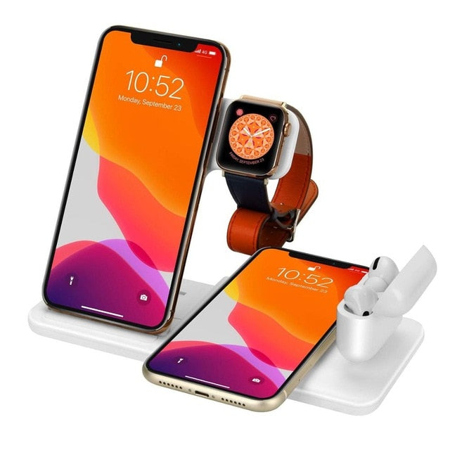 15W Qi Fast Wireless Charger Stand For iPhone 11 XR X 8 Apple Watch 4 in 1 Foldable Charging Dock Station for Airpods Pro iWatch 15W Qi Fast Wireless Charger Stand For iPhone 11 XR X 8 Apple Watch 4 in 1 Foldable Charging Dock Station for Airpods Pro iWatch