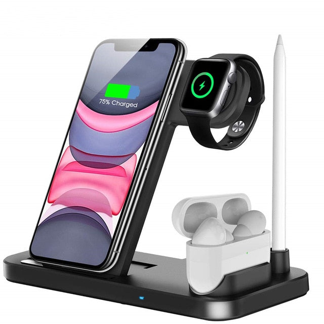 15W Qi Fast Wireless Charger Stand For iPhone 11 XR X 8 Apple Watch 4 in 1 Foldable Charging Dock Station for Airpods Pro iWatch 15W Qi Fast Wireless Charger Stand For iPhone 11 XR X 8 Apple Watch 4 in 1 Foldable Charging Dock Station for Airpods Pro iWatch