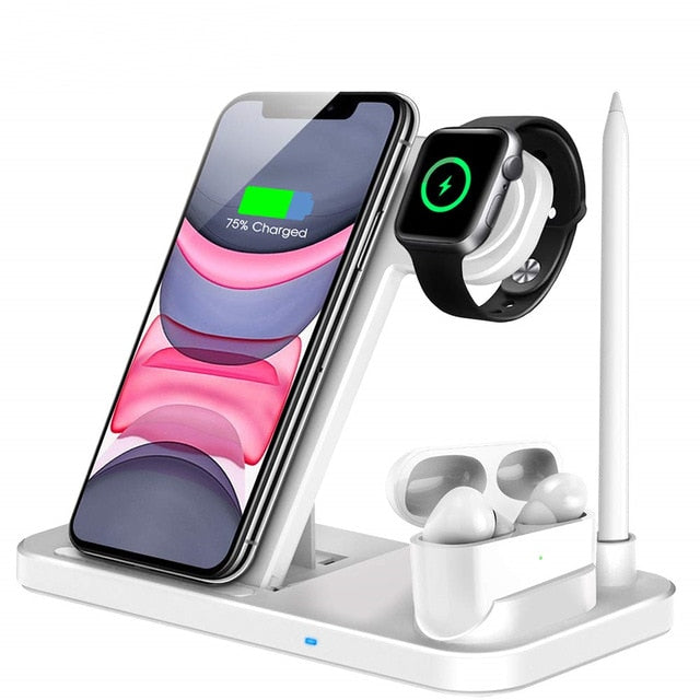 15W Qi Fast Wireless Charger Stand For iPhone 11 XR X 8 Apple Watch 4 in 1 Foldable Charging Dock Station for Airpods Pro iWatch 15W Qi Fast Wireless Charger Stand For iPhone 11 XR X 8 Apple Watch 4 in 1 Foldable Charging Dock Station for Airpods Pro iWatch