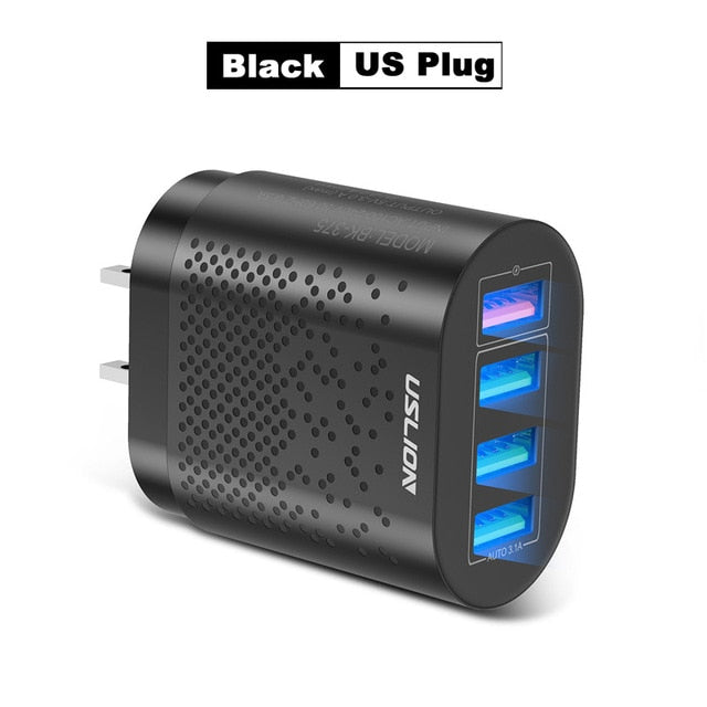 USLION EU/US Plug USB Charger 3A Quik Charge 3.0 Mobile Phone Charger For iPhone 11 Samsung Xiaomi 4 Port 48W Fast Wall Chargers USLION EU/US Plug USB Charger 3A Quik Charge 3.0 Mobile Phone Charger For iPhone 11 Samsung Xiaomi 4 Port 48W Fast Wall Chargers