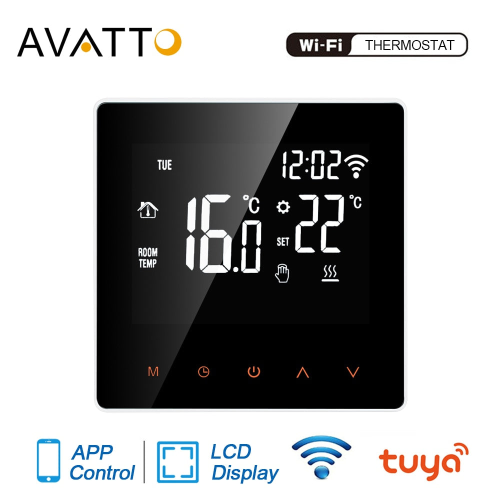 AVATTO Tuya WiFi Smart Thermostat, Electric floor Heating Water/Gas Boiler Temperature Remote Controller for Google Home, Alexa AVATTO Tuya WiFi Smart Thermostat, Electric floor Heating Water/Gas Boiler Temperature Remote Controller for Google Home, Alexa