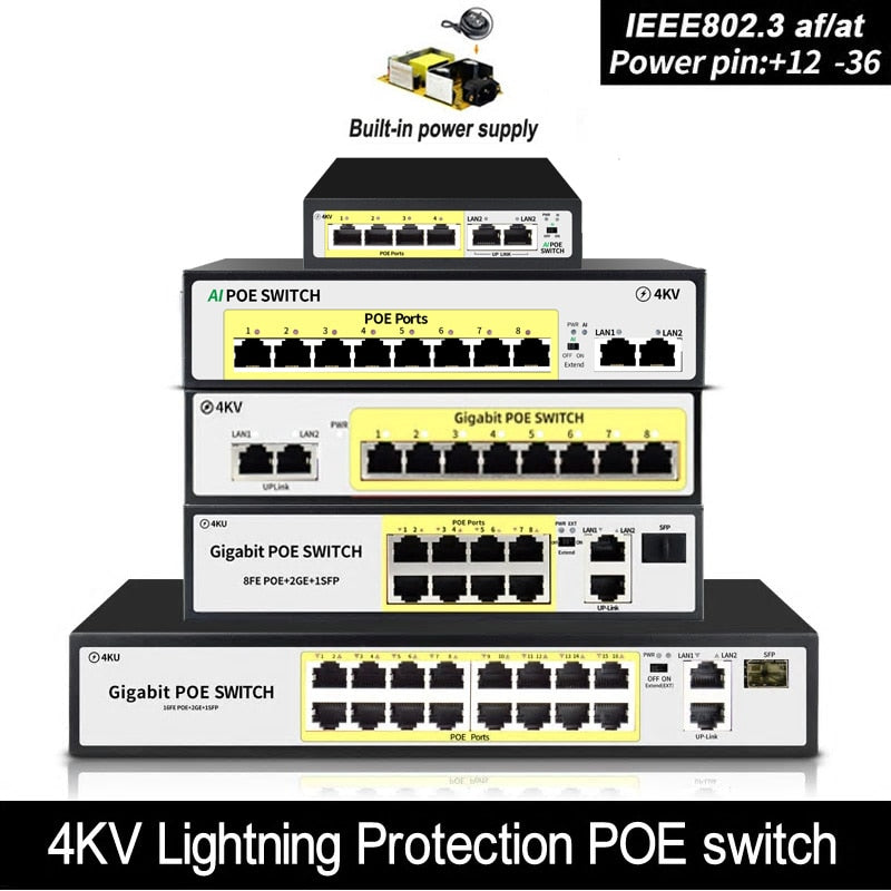 SZSSCEE Gigabit 10 port  Poe Switch support Ieee802.3af/at Ip cameras and Wireless AP 10/100/1000Mbps standard network switch SZSSCEE Gigabit 10 port  Poe Switch support Ieee802.3af/at Ip cameras and Wireless AP 10/100/1000Mbps standard network switch