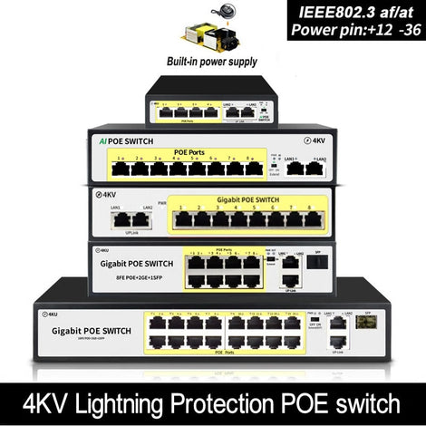 SZSSCEE Gigabit 10 port  Poe Switch support Ieee802.3af/at Ip cameras and Wireless AP 10/100/1000Mbps standard network switch