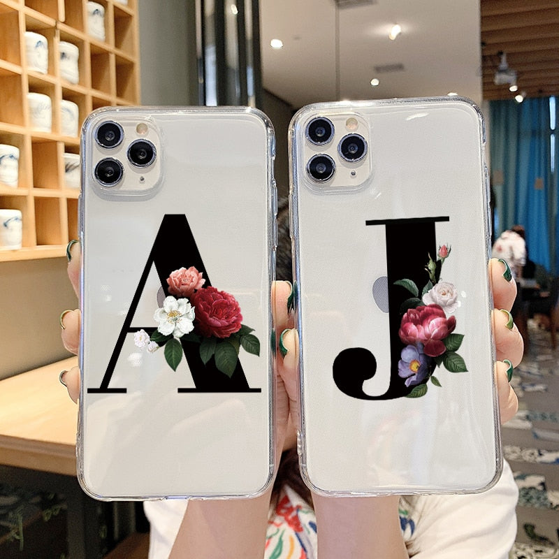 Alphabet Letter Phone Case For iPhone XR 12 11 Pro XS Max X 7 Cases TPU For iPhone 7 6 6S 8 Plus 7Plus SE 2020 Transparent Cover Alphabet Letter Phone Case For iPhone XR 12 11 Pro XS Max X 7 Cases TPU For iPhone 7 6 6S 8 Plus 7Plus SE 2020 Transparent Cover
