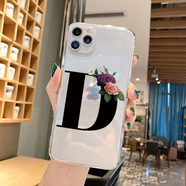Alphabet Letter Phone Case For iPhone XR 12 11 Pro XS Max X 7 Cases TPU For iPhone 7 6 6S 8 Plus 7Plus SE 2020 Transparent Cover Alphabet Letter Phone Case For iPhone XR 12 11 Pro XS Max X 7 Cases TPU For iPhone 7 6 6S 8 Plus 7Plus SE 2020 Transparent Cover
