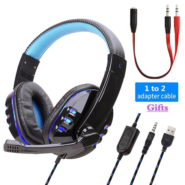 For PS4 Gaming Headset Gamer Wired Headphone with Microphone Music Casque LED Stereo Cascos for New Xbox One Switch Laptop Phone For PS4 Gaming Headset Gamer Wired Headphone with Microphone Music Casque LED Stereo Cascos for New Xbox One Switch Laptop Phone