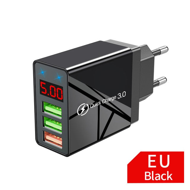 Elough Quick charge 3.0 USB Charger for iPhone 11 7 Xiaomi Samsung Huawei 5V 3A Digital Display Fast Charging Wall Phone Charger Elough Quick charge 3.0 USB Charger for iPhone 11 7 Xiaomi Samsung Huawei 5V 3A Digital Display Fast Charging Wall Phone Charger