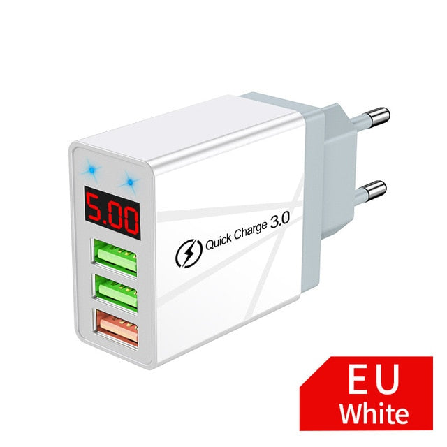Elough Quick charge 3.0 USB Charger for iPhone 11 7 Xiaomi Samsung Huawei 5V 3A Digital Display Fast Charging Wall Phone Charger Elough Quick charge 3.0 USB Charger for iPhone 11 7 Xiaomi Samsung Huawei 5V 3A Digital Display Fast Charging Wall Phone Charger