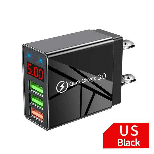 Elough Quick charge 3.0 USB Charger for iPhone 11 7 Xiaomi Samsung Huawei 5V 3A Digital Display Fast Charging Wall Phone Charger Elough Quick charge 3.0 USB Charger for iPhone 11 7 Xiaomi Samsung Huawei 5V 3A Digital Display Fast Charging Wall Phone Charger