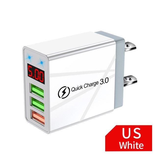 Elough Quick charge 3.0 USB Charger for iPhone 11 7 Xiaomi Samsung Huawei 5V 3A Digital Display Fast Charging Wall Phone Charger Elough Quick charge 3.0 USB Charger for iPhone 11 7 Xiaomi Samsung Huawei 5V 3A Digital Display Fast Charging Wall Phone Charger