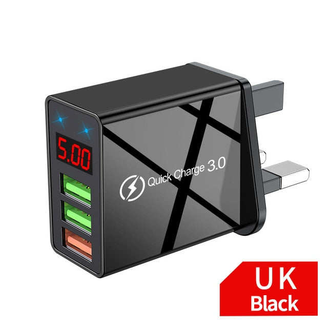 Elough Quick charge 3.0 USB Charger for iPhone 11 7 Xiaomi Samsung Huawei 5V 3A Digital Display Fast Charging Wall Phone Charger Elough Quick charge 3.0 USB Charger for iPhone 11 7 Xiaomi Samsung Huawei 5V 3A Digital Display Fast Charging Wall Phone Charger