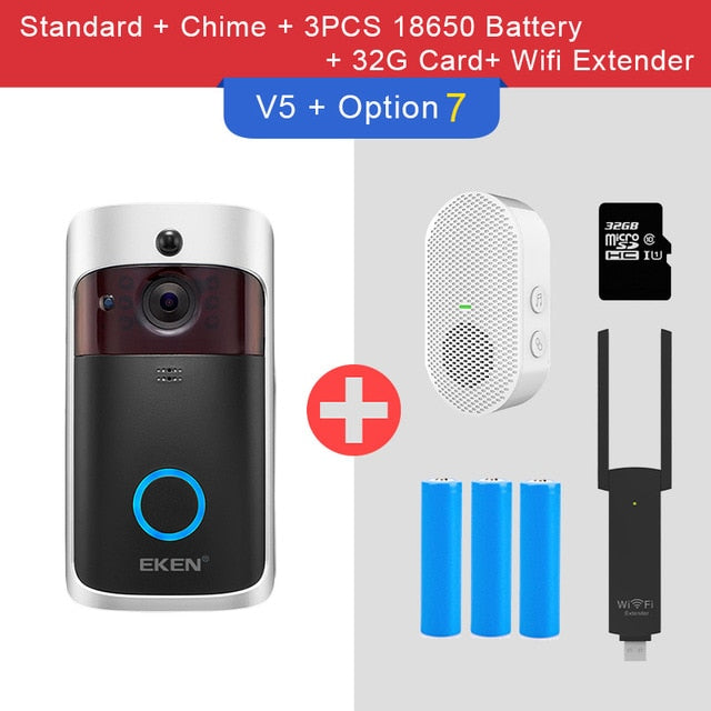 EKEN V5 Smart IP Video Intercom WIFI Video Door Phone Door Bell WIFI Doorbell Camera IR Alarm Wireless Security Camera EKEN V5 Smart IP Video Intercom WIFI Video Door Phone Door Bell WIFI Doorbell Camera IR Alarm Wireless Security Camera