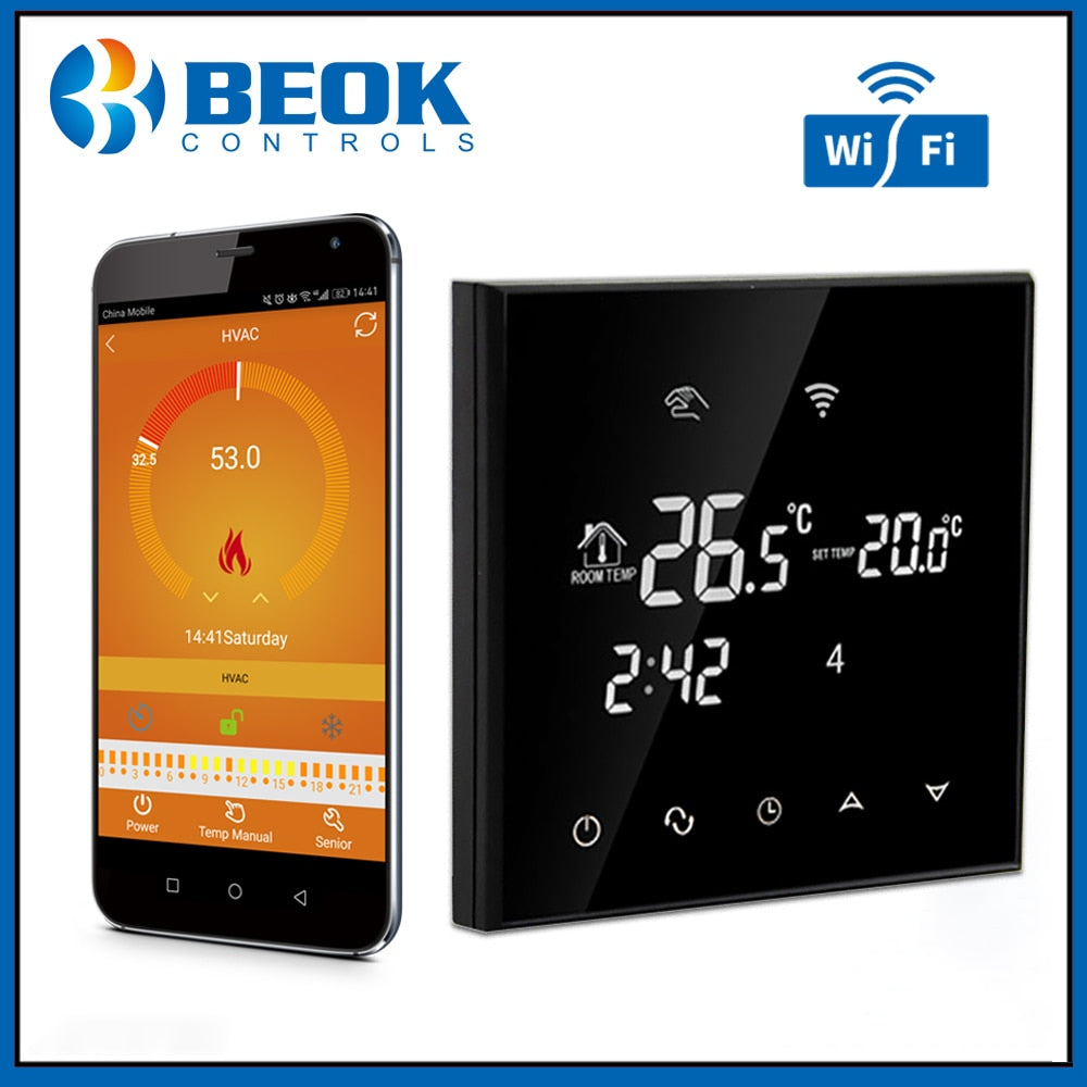 Beok 220V WiFi Thermostat Warm Floor for Electric Floor Heating Smart Home Digital Thermostat Voice Comtrol by Google Alexa Beok 220V WiFi Thermostat Warm Floor for Electric Floor Heating Smart Home Digital Thermostat Voice Comtrol by Google Alexa