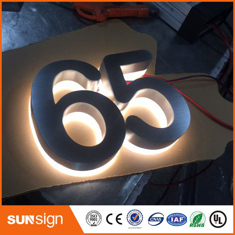 H15cm one letter Durable aluminum halo-lit gatehouse house numbers for ourtdoor used digital house numbers mounted on the wall