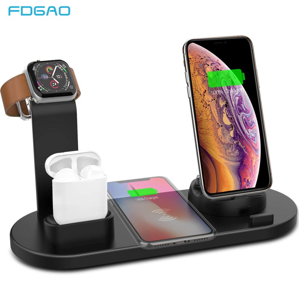 FDGAO 4 in 1 Wireless Charging Stand For Apple Watch 6 5 4 3 2 iPhone 11 X XS XR 8 Airpods Pro 10W Qi Fast Charger Dock Station FDGAO 4 in 1 Wireless Charging Stand For Apple Watch 6 5 4 3 2 iPhone 11 X XS XR 8 Airpods Pro 10W Qi Fast Charger Dock Station