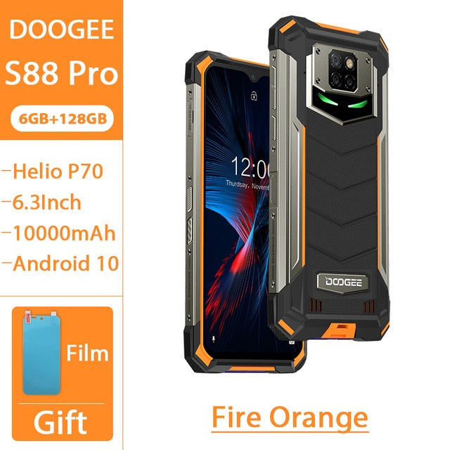 IP68/IP69K DOOGEE S88 Pro Rugged Mobile Phone 10000mAh telephones Helio P70 Octa Core 6GB RAM 128GB ROM smartphone Android 10 OS IP68/IP69K DOOGEE S88 Pro Rugged Mobile Phone 10000mAh telephones Helio P70 Octa Core 6GB RAM 128GB ROM smartphone Android 10 OS