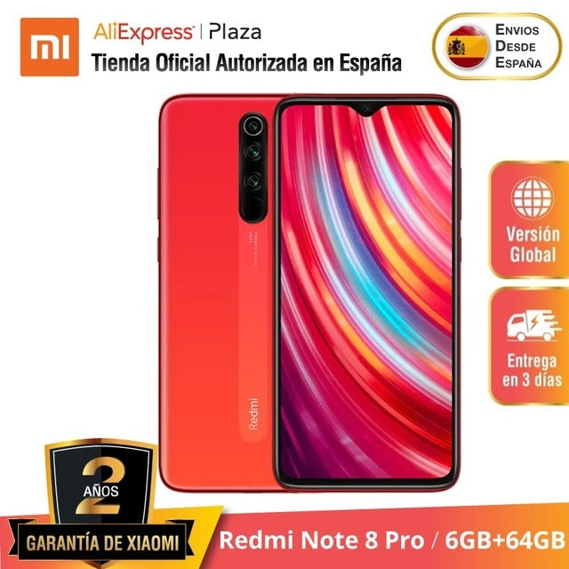 Xiaomi Redmi Note 8 Pro (64GB /128GB ROM con 6GB RAM Cámara de 64MP Android Nuevo Móvil) [Teléfono Móvil Versión Global para Esp Xiaomi Redmi Note 8 Pro (64GB /128GB ROM con 6GB RAM Cámara de 64MP Android Nuevo Móvil) [Teléfono Móvil Versión Global para Esp