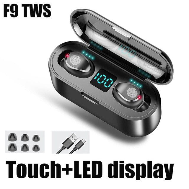F9 TWS Bluetooth 5.0 Wireless Earphones Headphone Touch Control Earphones Stereo Sport Headset LED Display Gaming Auriculare F9 TWS Bluetooth 5.0 Wireless Earphones Headphone Touch Control Earphones Stereo Sport Headset LED Display Gaming Auriculare