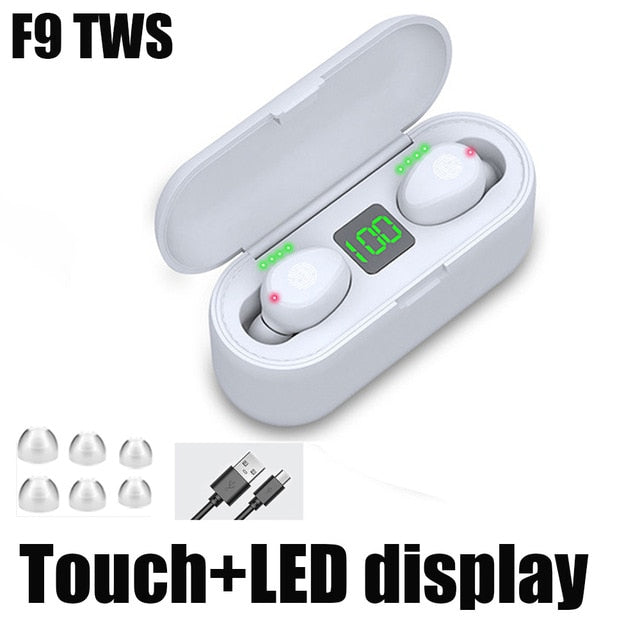 F9 TWS Bluetooth 5.0 Wireless Earphones Headphone Touch Control Earphones Stereo Sport Headset LED Display Gaming Auriculare F9 TWS Bluetooth 5.0 Wireless Earphones Headphone Touch Control Earphones Stereo Sport Headset LED Display Gaming Auriculare