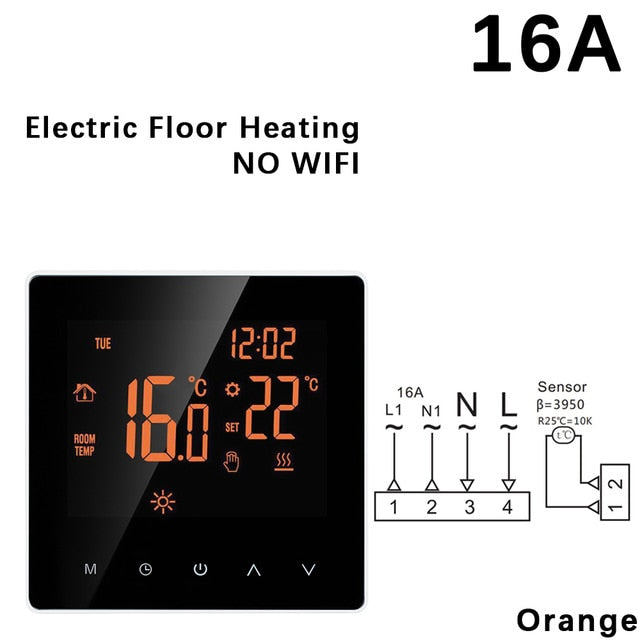 3A/16A WiFi Smart Thermostat LCD Display Touch Screen for Electric Floor Heating Water/Gas Boiler Temperature Remote Controller 3A/16A WiFi Smart Thermostat LCD Display Touch Screen for Electric Floor Heating Water/Gas Boiler Temperature Remote Controller