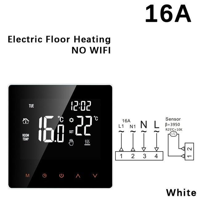 3A/16A WiFi Smart Thermostat LCD Display Touch Screen for Electric Floor Heating Water/Gas Boiler Temperature Remote Controller 3A/16A WiFi Smart Thermostat LCD Display Touch Screen for Electric Floor Heating Water/Gas Boiler Temperature Remote Controller