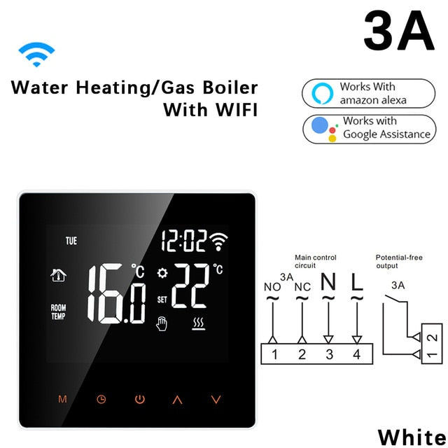 3A/16A WiFi Smart Thermostat LCD Display Touch Screen for Electric Floor Heating Water/Gas Boiler Temperature Remote Controller 3A/16A WiFi Smart Thermostat LCD Display Touch Screen for Electric Floor Heating Water/Gas Boiler Temperature Remote Controller