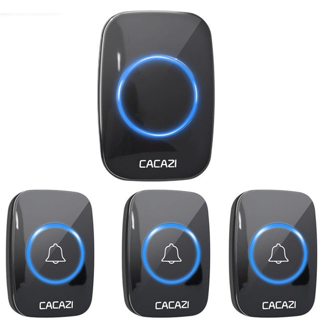 CACAZI 60 Chime 110DB 300M Wireless Doorbell Waterproof Remote EU AU UK US Plug Smart Door Bell Battery 1 Button 1 2 3 Receiver CACAZI 60 Chime 110DB 300M Wireless Doorbell Waterproof Remote EU AU UK US Plug Smart Door Bell Battery 1 Button 1 2 3 Receiver